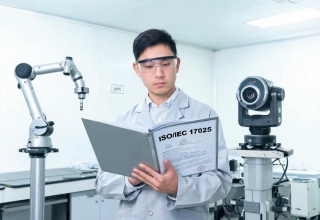 Metrology calibration technician reviewing certificates